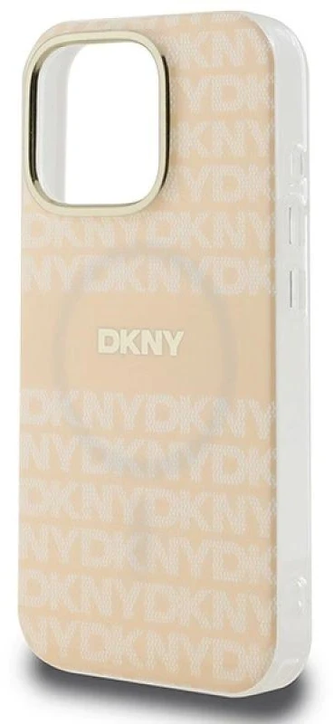 DKNY DKHMP16LHRHSEP iPhone 16 Pro 6.3″ rožinės spalvos kietas dėklas Repeat texture patern & Stripe MagSafe