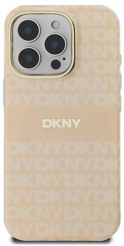 DKNY DKHMP16LHRHSEP iPhone 16 Pro 6.3″ rožinės spalvos kietas dėklas Repeat texture patern & Stripe MagSafe