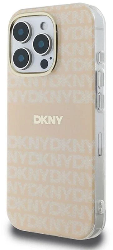 DKNY DKHMP16LHRHSEP iPhone 16 Pro 6.3″ rožinės spalvos kietas dėklas Repeat texture patern & Stripe MagSafe