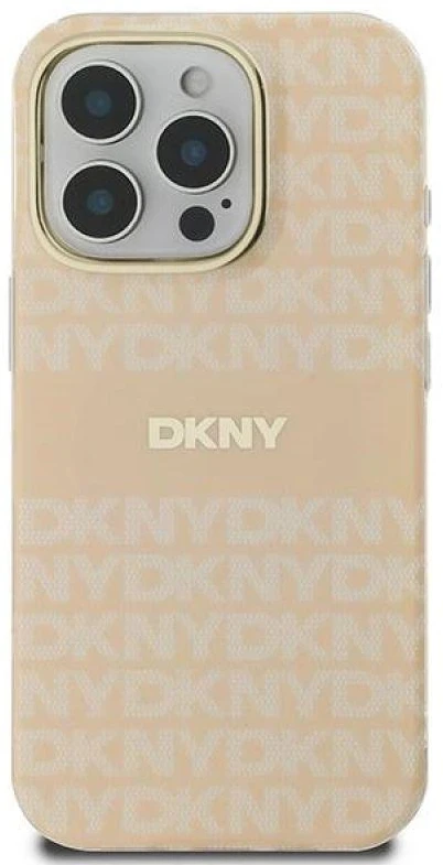 DKNY DKHMP16XHRHSEP Apple iPhone 16 Pro Max 6.9″ rožinės spalvos kietas dėklas Repeat Texture Pattern With Stripe