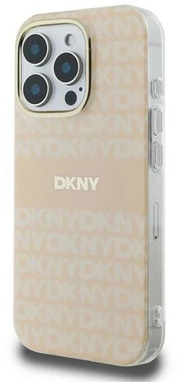 DKNY DKHMP16XHRHSEP Apple iPhone 16 Pro Max 6.9″ rožinės spalvos kietas dėklas Repeat Texture Pattern With Stripe