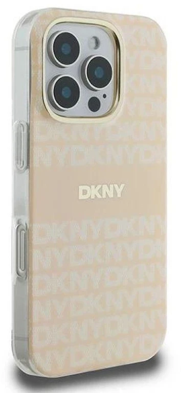 DKNY DKHMP16XHRHSEP Apple iPhone 16 Pro Max 6.9″ rožinės spalvos kietas dėklas Repeat Texture Pattern With Stripe