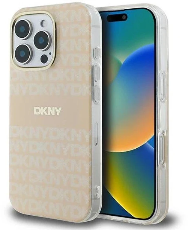 DKNY DKHMP16XHRHSEP Apple iPhone 16 Pro Max 6.9″ rožinės spalvos kietas dėklas Repeat Texture Pattern With Stripe