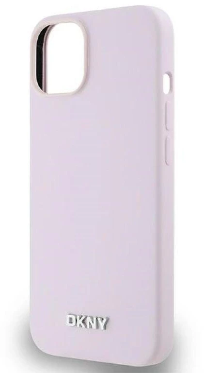 DKNY DKHMP14SSMCHLP Apple iPhone 14 15 13 6.1″ rožinės spalvos kietas dėklas Liquid Silicone Small Metal Logo MagSafe