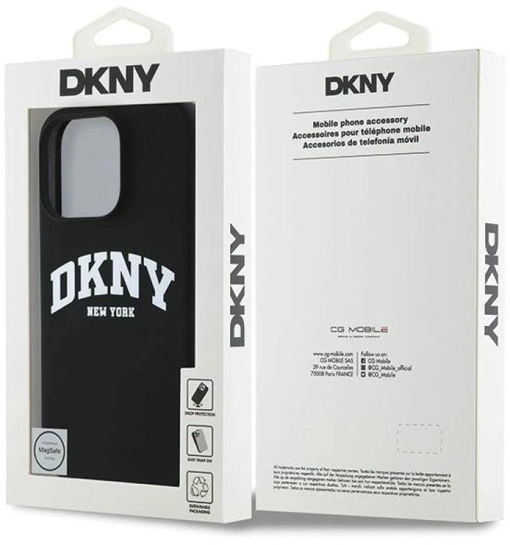 Apple iPhone 16 Pro Max DKNY Silicone Baltas Printed Logo MagSafe (DKHMP16XSNYACH) dėklas telefonui juodos spalvos