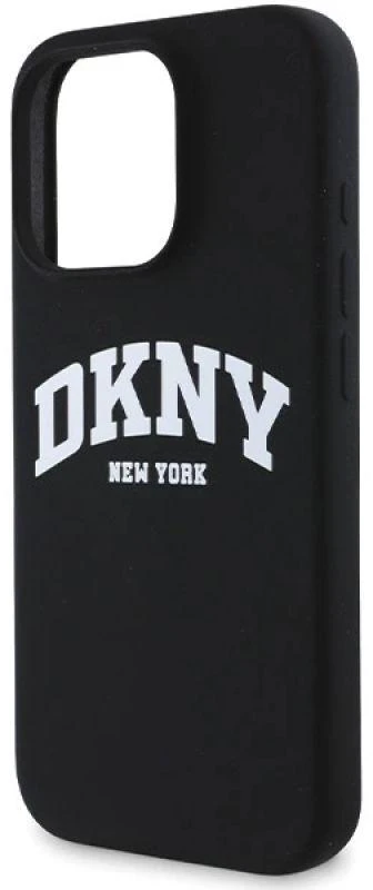 iPhone 16 Pro Max DKNY silikoninis baltas dėklas su atspausdintu logotipu ir MagSafe (DKHMP16XSNYACH) dėklas telefonui, juodos spalvos