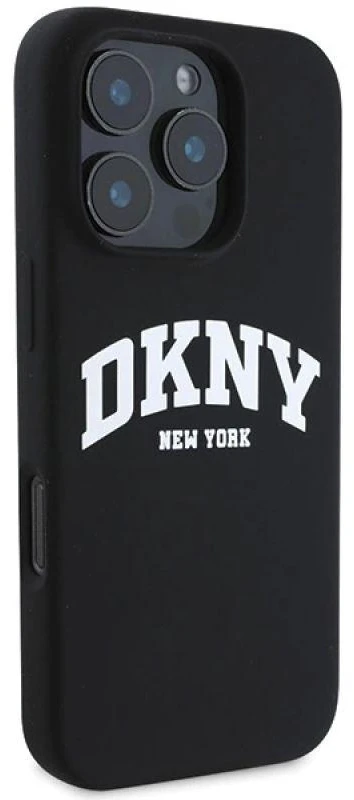 Apple iPhone 16 Pro Max DKNY Silicone Baltas Printed Logo MagSafe (DKHMP16XSNYACH) dėklas telefonui juodos spalvos