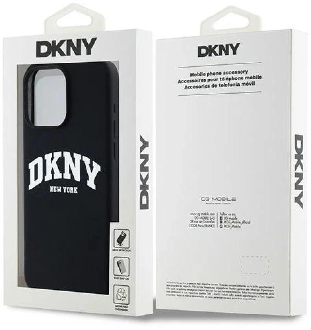 Apple iPhone 14 Pro Max DKNY dėklas Liquid Silicone Baltas Printed Logo MagSafe (DKHMP14XSNYACH) juodos spalvos