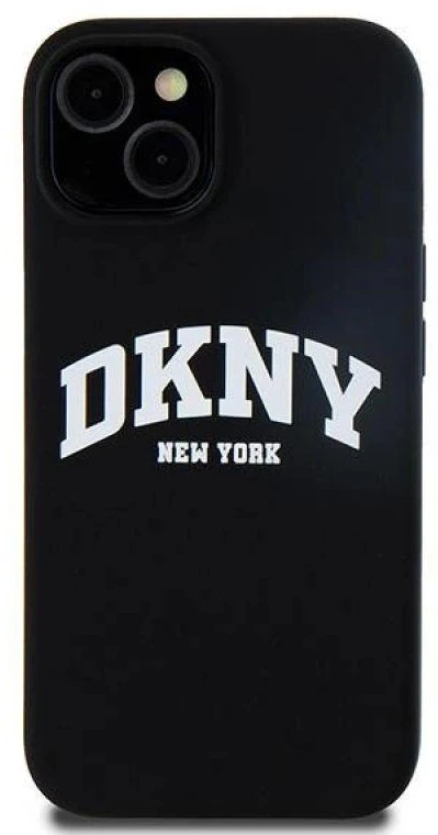 Apple iPhone 14 Plus / 15 Plus DKNY dėklas Liquid Silicone Baltas Printed Logo MagSafe (DKHMP15MSNYACH) juodos spalvos