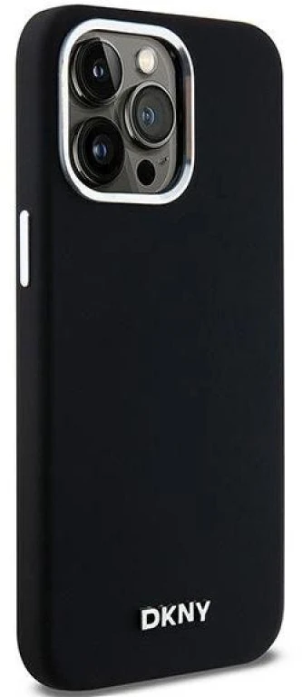 DKNY DKHMP14XSMCHLK Apple iPhone 14 Pro Max 6.7″ juodos spalvos kietas dėklas Liquid Silicone Small Metal Logo MagSafe