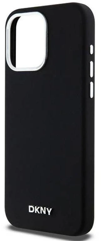 DKNY DKHMP14XSMCHLK Apple iPhone 14 Pro Max 6.7″ juodos spalvos kietas dėklas Liquid Silicone Small Metal Logo MagSafe