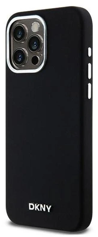 DKNY DKHMP14XSMCHLK Apple iPhone 14 Pro Max 6.7″ juodos spalvos kietas dėklas Liquid Silicone Small Metal Logo MagSafe