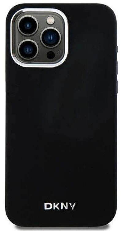 DKNY DKHMP14XSMCHLK Apple iPhone 14 Pro Max 6.7″ juodos spalvos kietas dėklas Liquid Silicone Small Metal Logo MagSafe