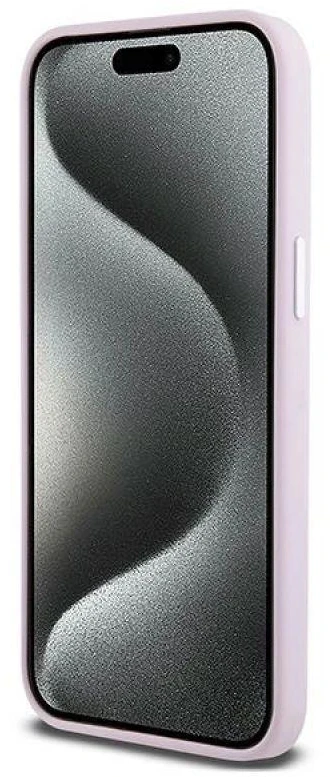 DKNY DKHMP15XSMCHLP Apple iPhone 15 Pro Max 6.7″ rožinės spalvos kietas dėklas Liquid Silicone Small Metal Logo MagSafe