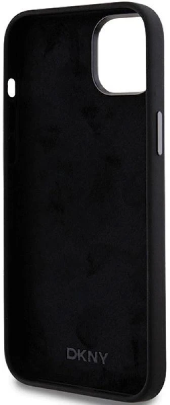 DKNY DKHCP15MSMCBSK Apple iPhone 15 Plus 14 Plus 6.7″ juodos spalvos kietas dėklas Liquid Silicone Metal Logo