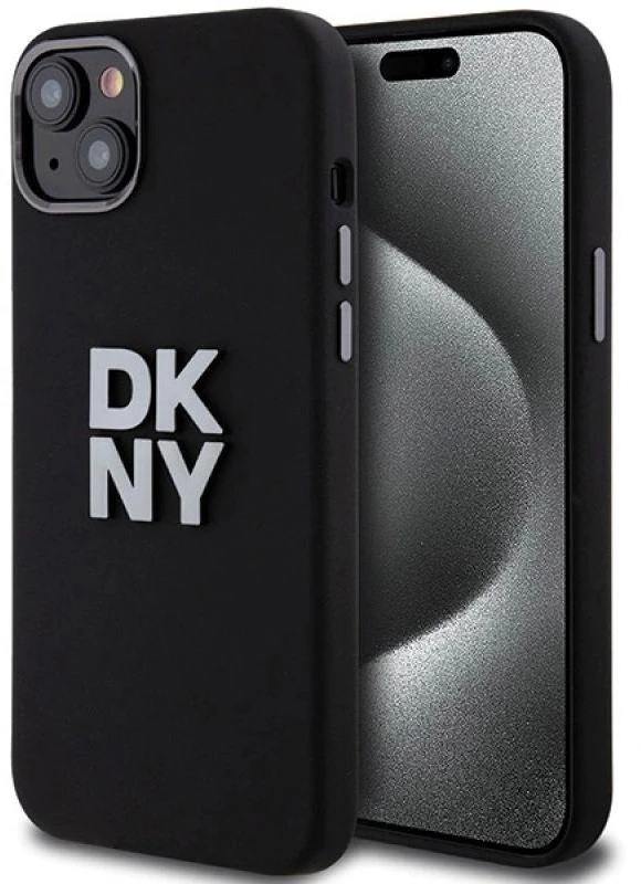 DKNY DKHCP15MSMCBSK Apple iPhone 15 Plus 14 Plus 6.7″ juodos spalvos kietas dėklas Liquid Silicone Metal Logo