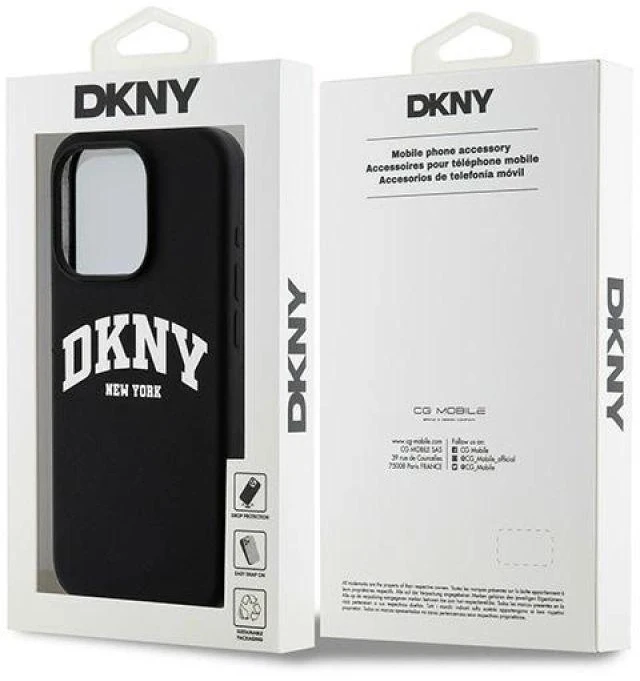Apple iPhone 15 Pro DKNY dėklas Liquid Silicone Baltas Printed Logo MagSafe (DKHMP15LSNYACH) juodos spalvos