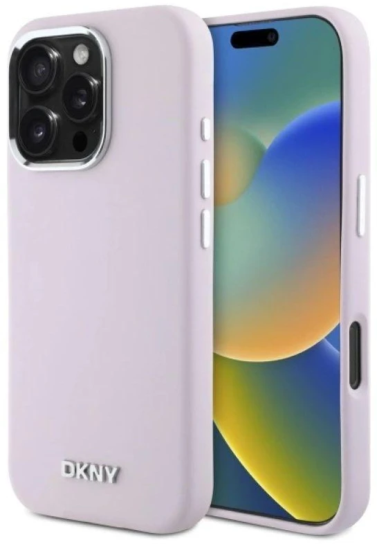 DKNY DKHMP16LSMCHLP Apple iPhone 16 Pro 6.3″ rožinės spalvos kietas dėklas Liquid Silicone Small Metal Logo MagSa