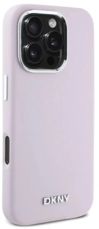 DKNY DKHMP16LSMCHLP Apple iPhone 16 Pro 6.3″ rožinės spalvos kietas dėklas Liquid Silicone Small Metal Logo MagSa