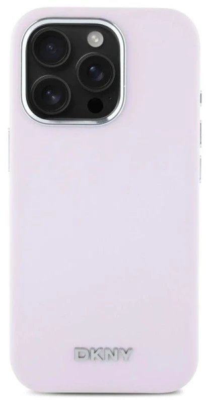DKNY DKHMP16LSMCHLP Apple iPhone 16 Pro 6.3″ rožinės spalvos kietas dėklas Liquid Silicone Small Metal Logo MagSa