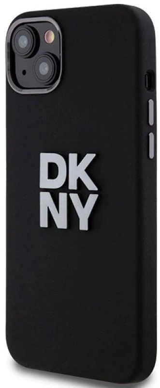 DKNY DKHCP15SSMCBSK Apple iPhone 15 14 13 6.1″ juodos spalvos kietas dėklas Liquid Silicone Metal Logo