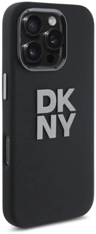 DKNY DKHCP16XSMCBSK Apple iPhone 16 Pro Max 6.9″ juodos spalvos kietas dėklas Liquid Silicone Metal Logo