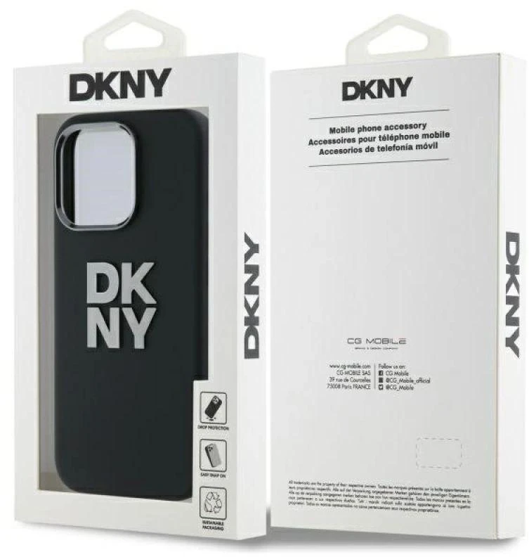 DKNY DKHCP16XSMCBSK Apple iPhone 16 Pro Max 6.9″ juodos spalvos kietas dėklas Liquid Silicone Metal Logo
