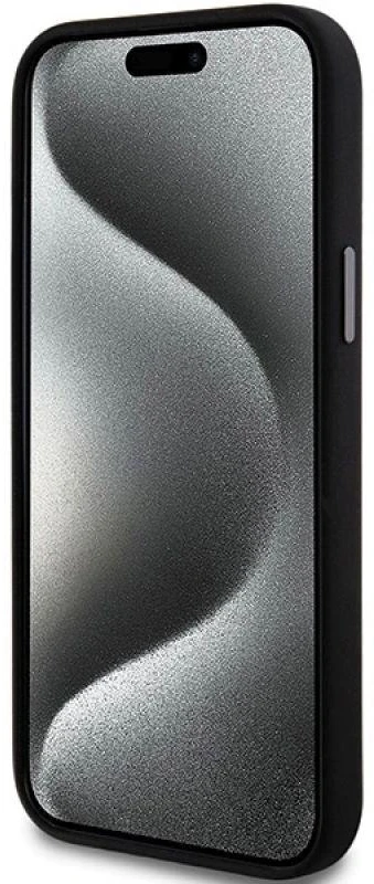 DKNY DKHCP15SSMCBSK Apple iPhone 15 14 13 6.1″ juodos spalvos kietas dėklas Liquid Silicone Metal Logo
