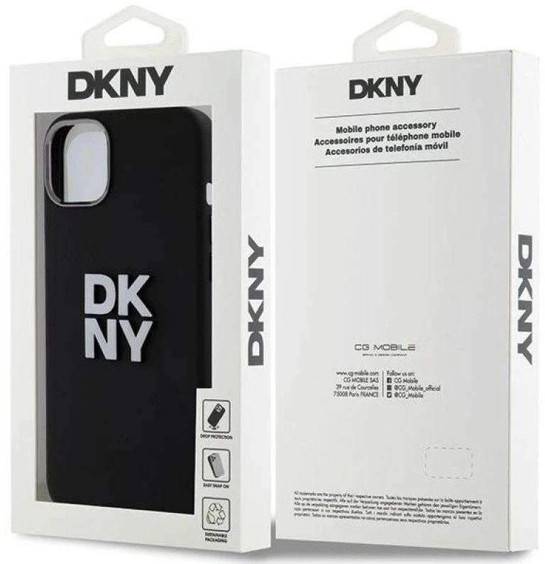 DKNY DKHCP15SSMCBSK Apple iPhone 15 14 13 6.1″ juodos spalvos kietas dėklas Liquid Silicone Metal Logo