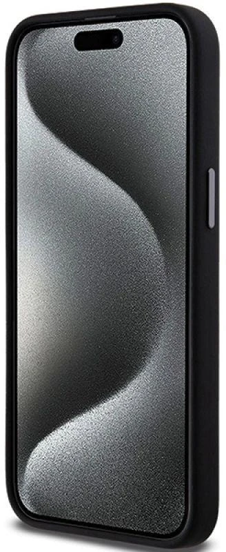 DKNY DKHCP15LSMCBSK Apple iPhone 15 Pro 6.1″ juodos spalvos kietas dėklas Liquid Silicone Metal Logo