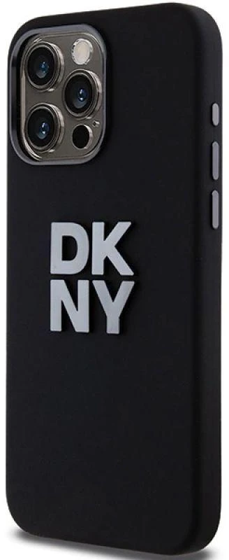 DKNY DKHCP15LSMCBSK Apple iPhone 15 Pro 6.1″ juodos spalvos kietas dėklas Liquid Silicone Metal Logo
