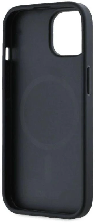 DKNY DKHMP15SPGHLME Apple iPhone 15 6.1″ beige kietas dėklas Grained Metal Logo MagSafe