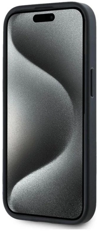 DKNY DKHMP15SPGHLME Apple iPhone 15 6.1″ beige kietas dėklas Grained Metal Logo MagSafe
