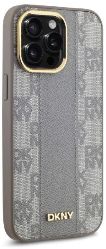 DKNY DKHMP14XPCPVSLE Apple iPhone 14 Pro Max 6.7″ beige kietas dėklas Leather Checkered Mono Pattern MagSafe