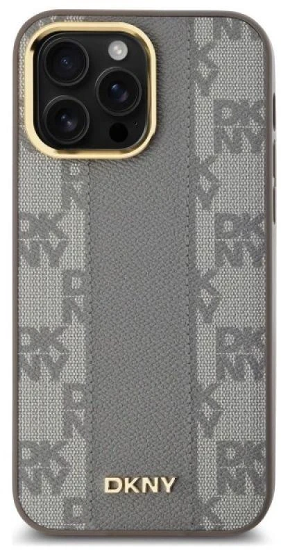 DKNY DKHMP14XPCPVSLE Apple iPhone 14 Pro Max 6.7″ beige kietas dėklas Leather Checkered Mono Pattern MagSafe