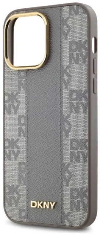 DKNY DKHMP14XPCPVSLE Apple iPhone 14 Pro Max 6.7″ beige kietas dėklas Leather Checkered Mono Pattern MagSafe