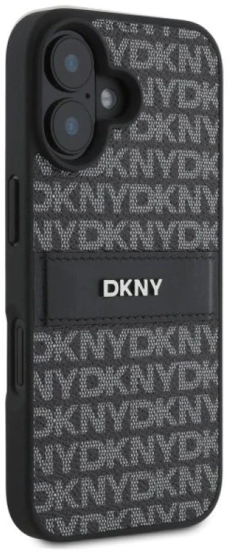 DKNY DKHCP16SPRTHSLK Apple iPhone 16 6.1″ juodos spalvos kietas dėklas Texture Pattern Tonal Stripe