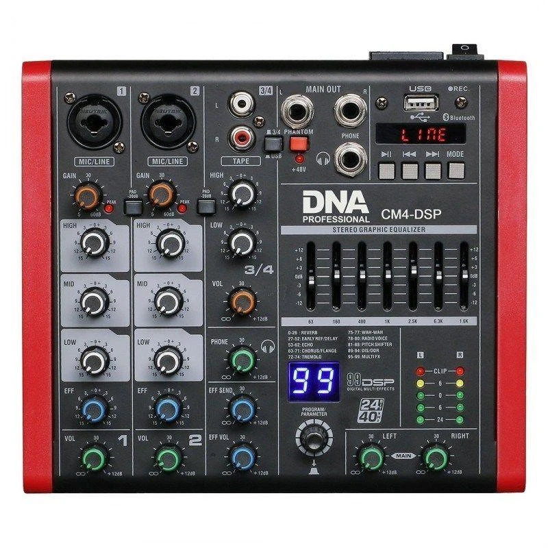 Dna Professional DNA CM4-DSP - USB garso maišytuvas su MP3 grojimo funkcija