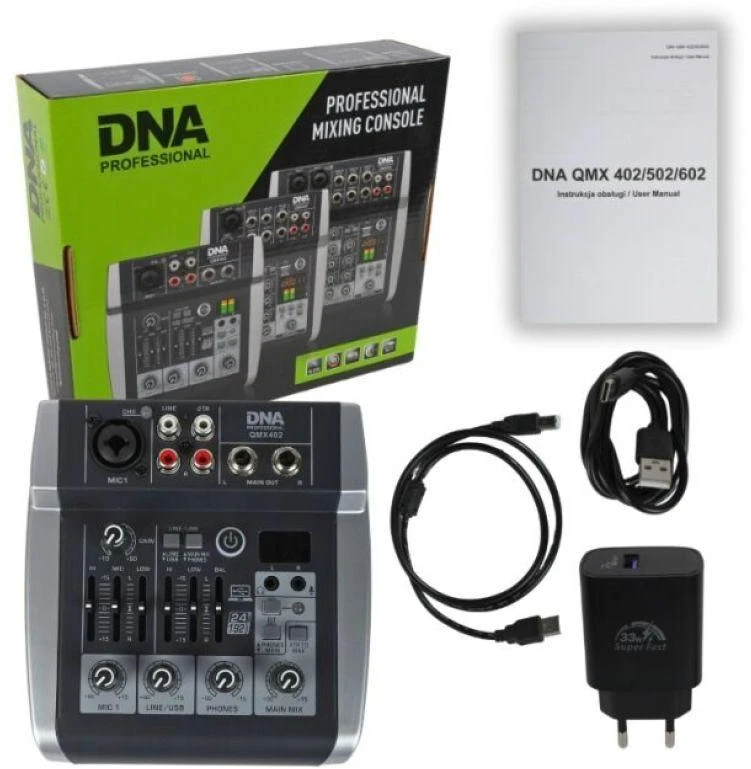 DNA Professional QMX402 - analoginis garso maišytuvas su „Bluetooth“