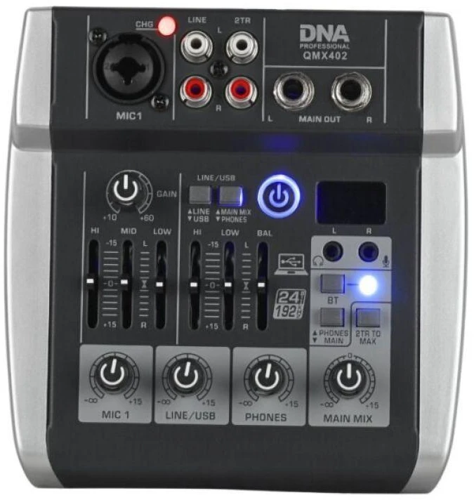 DNA Professional QMX402 - analoginis garso maišytuvas su „Bluetooth“