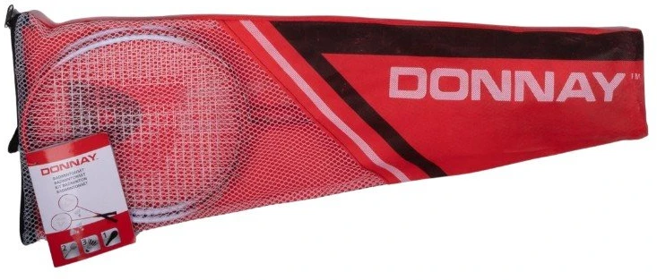 Donnay badmintono rinkinys su dėklu, 6 dalys, raudonas