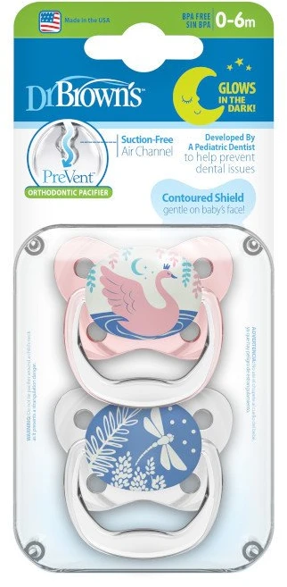 Dr. Brown's Prevent Nocturne čiulptukas Rožinė T/1 0-6M