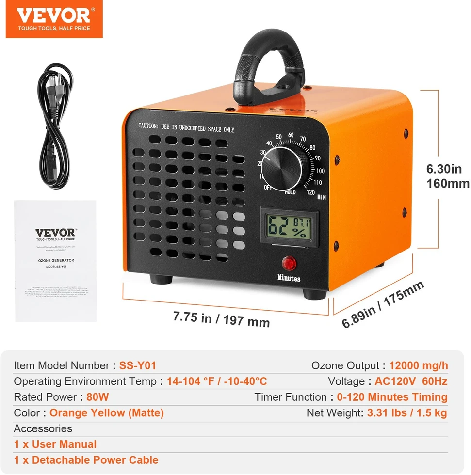 VEVOR Ozono generatorius 12000mg/h su laikmačiu