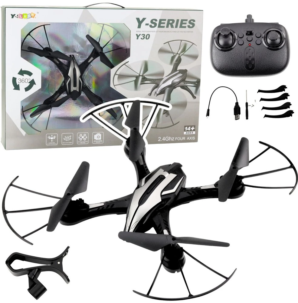 Lean Toys Modernus dronas Y30 su LED apšvietimu ir 360° apsisukimu