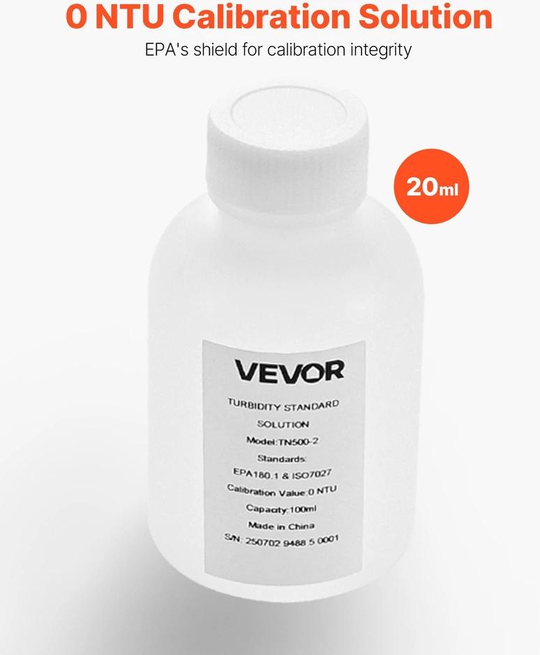 VEVOR Drumstumo kalibravimo tirpalas, 0 NTU, 100 ml