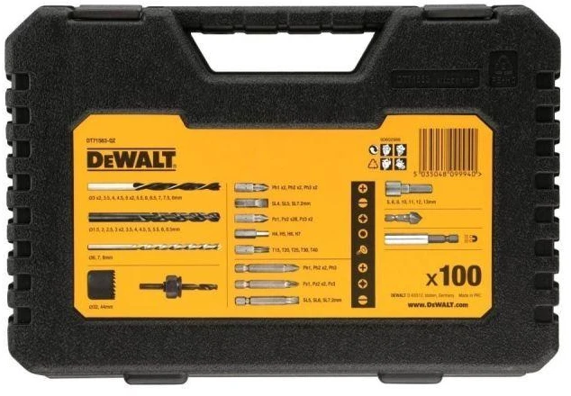 DeWalt sukimo antgalių ir grąžtų rinkinys DT71563-QZ 100 vnt