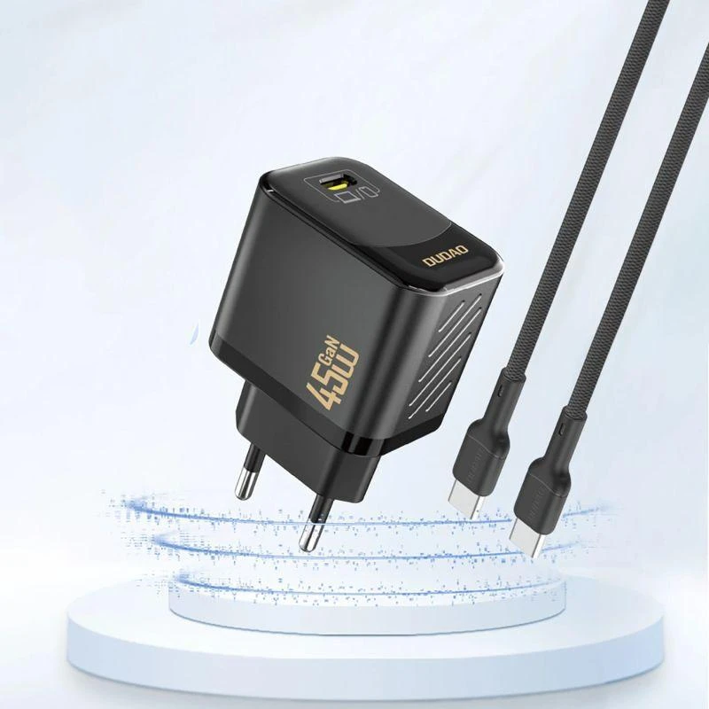 Dudao A28 45W GaN USB-C laidinis įkroviklis – juodos spalvos