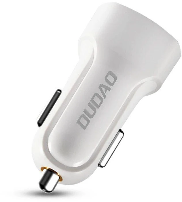 Įkroviklis automobilinis Dudao R7 (2xUSB; 2.4A) + 3in1 laidas lightning+micro+type-C baltas