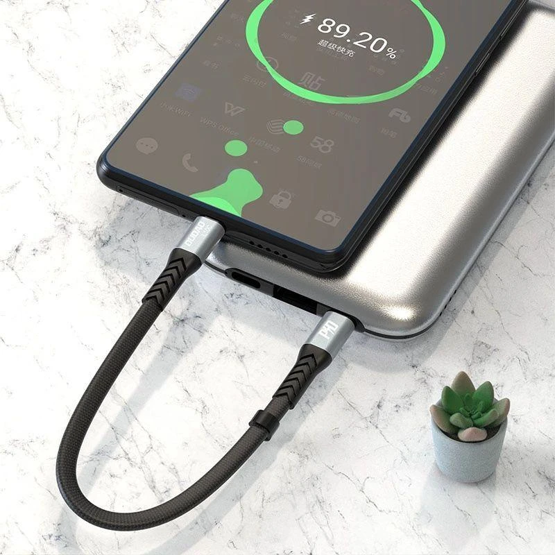 Ausinės Dudao L10C USB-C - USB-C PD laidas 100W 5A 0.23m - juodas
