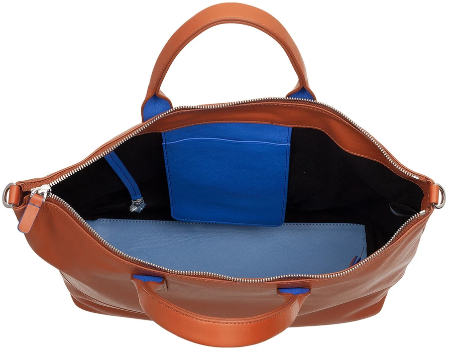 DuDu Duża damska shopperbag skóra naturalna su paskiem i kieszeniami